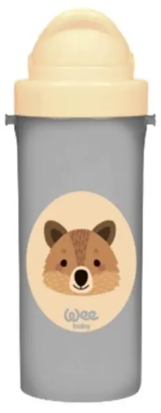 Pahar cu pai Wee Baby - Friends, 300 ml, vulpe, negru