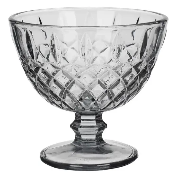 Pahar cu picior pentru inghetata,sticla,transparent cu efect cenusiu,300 ml