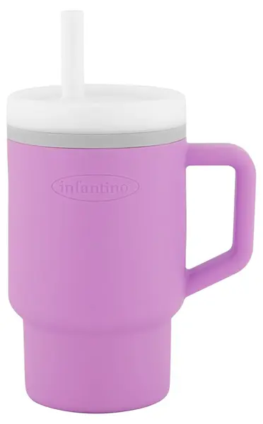 Pahar din silicon cu pai Infantino - 270 ml, liliac