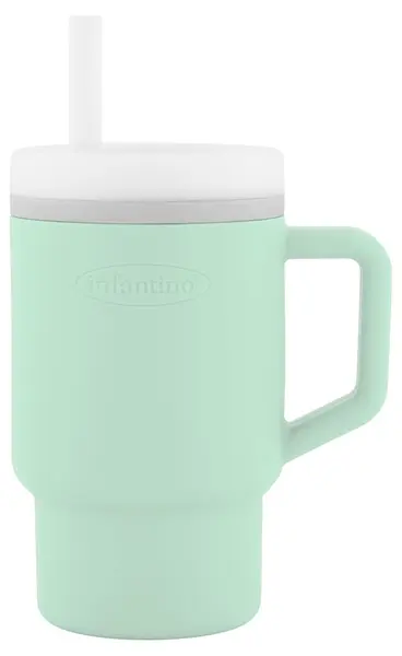Pahar din silicon cu pai Infantino - 270 ml, mentă
