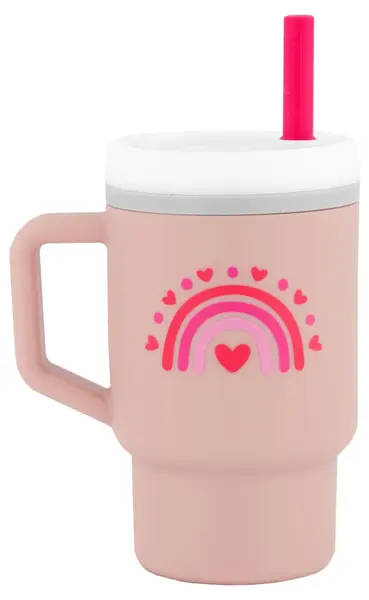 Pahar din silicon cu pai Infantino - 270 ml, valentină