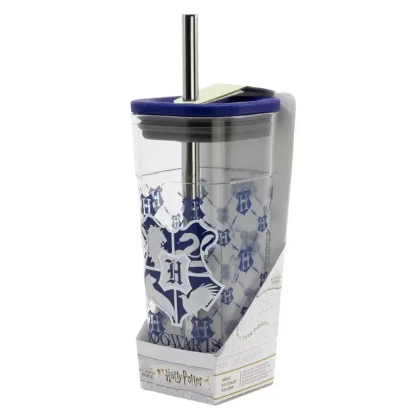 Pahar plastic tip Tumnler, cu pai inox si capac, 540 ml, Harry Potter Engros