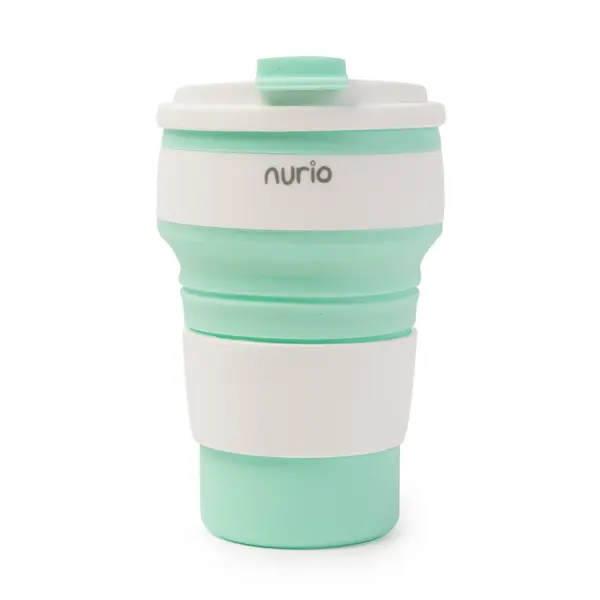 Pahar Pliabil din Silicon cu Capac - Verde - Nurio