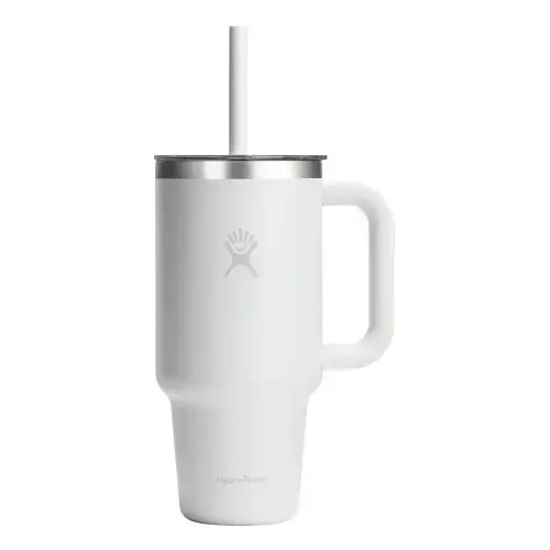 Pahar termos, inox, 950ml, cu capac transparent, Hydro Flask All Around Travel, Alb