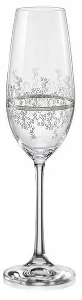Pahare de șampanie din cristal Bohemia - Viola Platinum, 6 buc., 190 ml