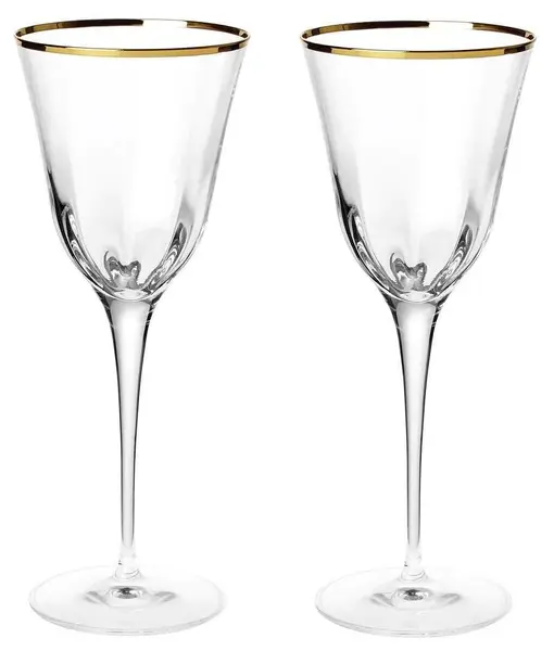 Pahare de vin La Reine - Julia Optic, Gold Rim, 2 buc., 300 ml