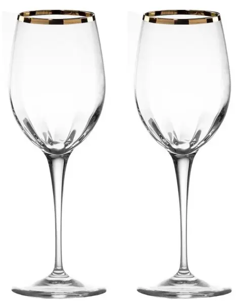 Pahare de vin La Reine - Monalisa Optic, Gold Rim, 2 bucăți, 385 ml