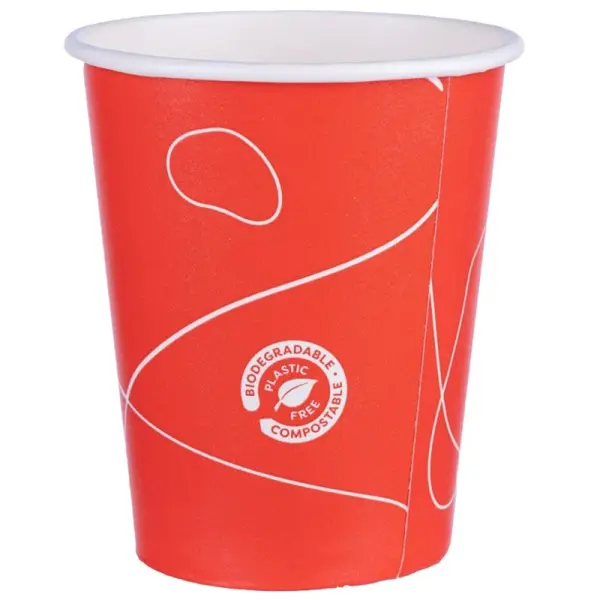 Pahare din Carton, 270 ml, Biodegradabile, Rosii, 25 Bucati