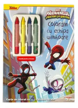 Paienjenelul si prietenii lui uimitori. Coloram cu echipa uimitoare. Carte de colorat cu 4 creioane cerate/***