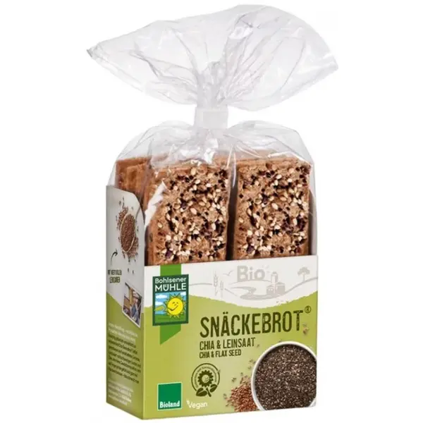 Paine Bio Crocanta cu Chia si Seminte de In, 200 g, Bohlsener Muhle