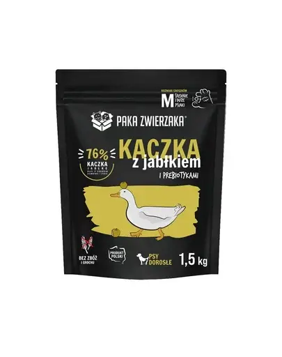 PAKA ZWIERZAKA Hrana uscata caini, cu rata si mere 1,5 kg