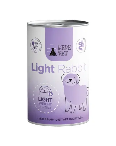 PAKA ZWIERZAKA PEPE Vet Light Rabbit 400 g hrană umedă pentru câini, destinată susținerii reducerii greutății corporale