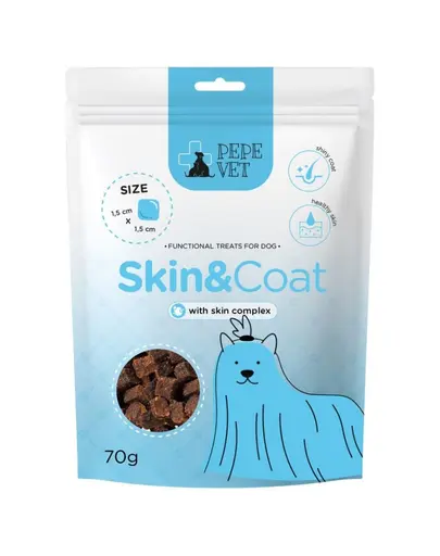 PAKA ZWIERZAKA PEPE Vet Skin & Coat 70 g gustări funcționale pentru susținerea sănătății pielii și blănii la câini