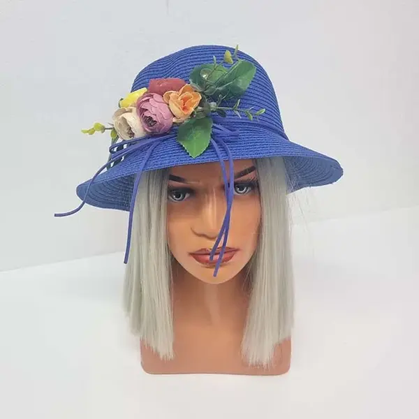 Palarie de plaja ChiClove cu flori, albastru