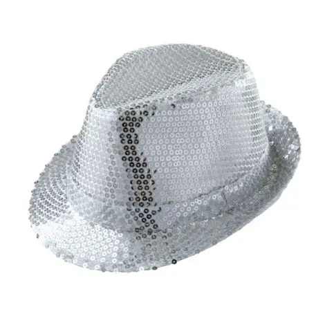 Palarie fedora paiete argintii