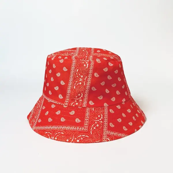 Palarie tip bucket unisex cu doua fete, paisley corai