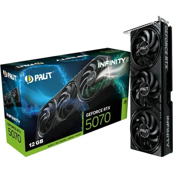 palit Placa video Palit GeForce RTX 5070 Infinity 3, 12 GB, GDDR7, 192-bit, DLSS 4.0