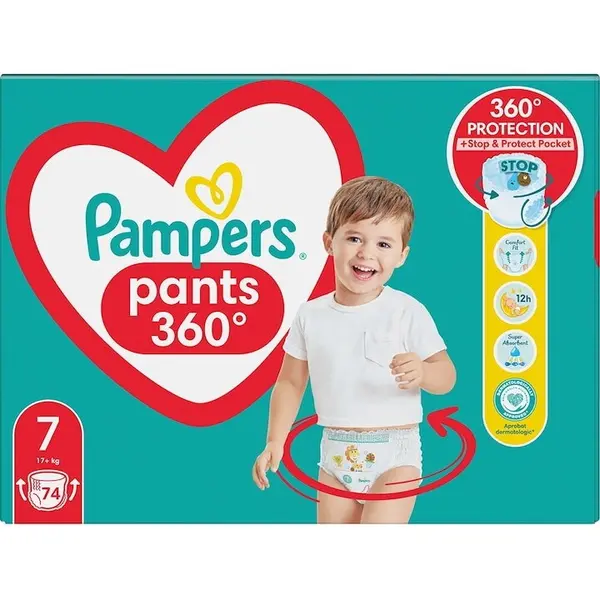 PAMPERS Scutece-chilotel Pampers Pants Mega Box, Marimea 7, 17+ kg, 74 buc