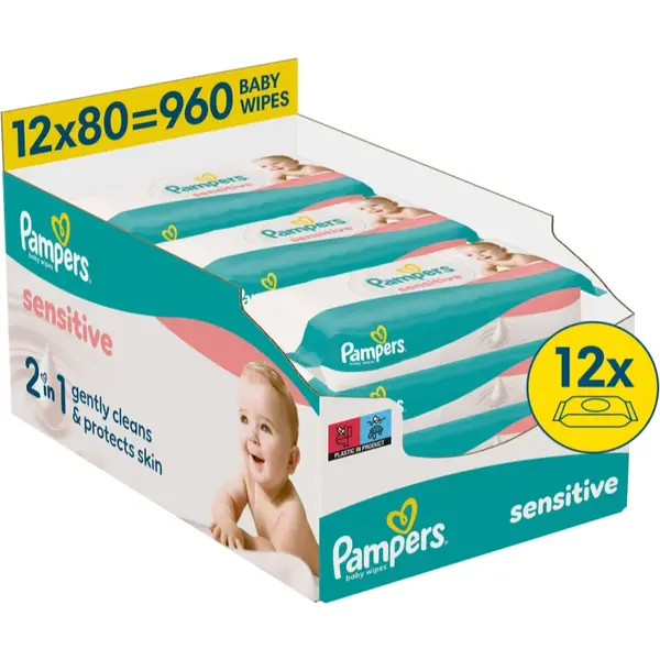 Pampers Sensitive Baby Wipes Servetele umede pentru copii 12x80 buc