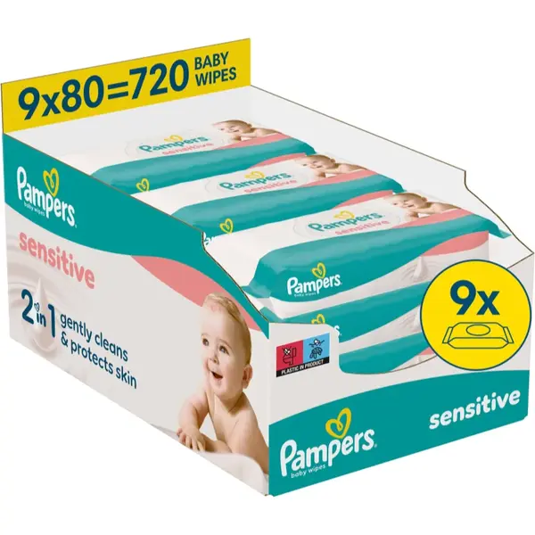 Pampers Sensitive Baby Wipes Servetele umede pentru copii 9x80 buc