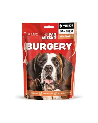PAN MIĘSKO Burgeri Vită gustare pentru câini 100 g