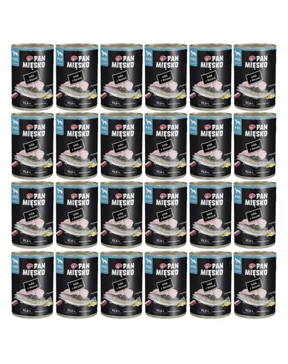 PAN MIĘSKO Curcan cu cod hrană umedă completă pentru câini 24x400 g