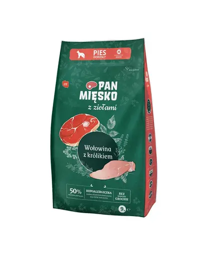 PAN MIĘSKO hrana caine rasa medie M 2x9 kg ierburi aromatice, vita si iepure