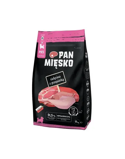 PAN MIĘSKO Hrana caini juniori si tineri, vitel si prepelita 2x3 kg
