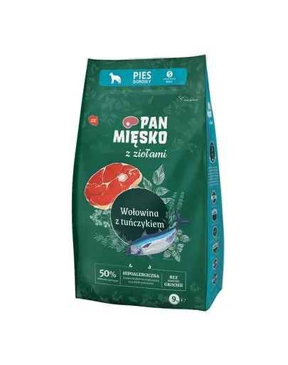 PAN MIĘSKO hrana caini rase mici S 2x9 kg ierburi aromatice, vita si ton