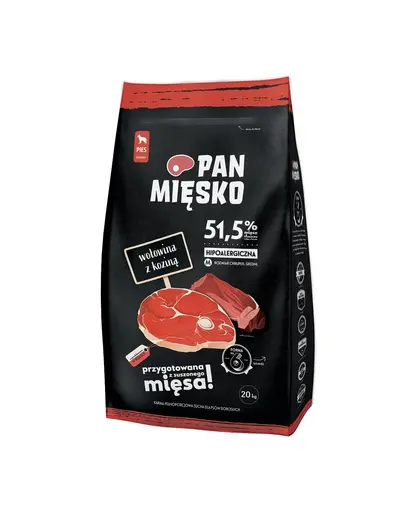 PAN MIĘSKO hrana pentru caini adulti cu vita si capra M 2x20 kg