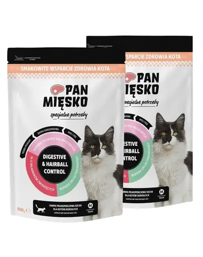 Pan Mięsko Hrană uscată pentru pisici cu nevoi speciale, Digestive & Hairball Control 2x800 g