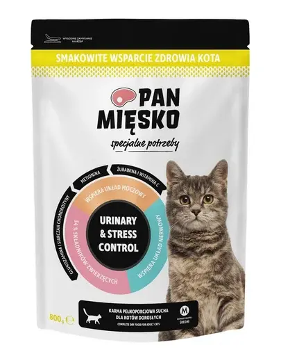 PAN MIĘSKO Hrană uscată pentru pisici cu nevoi speciale Urinary & Stress Control 800 g