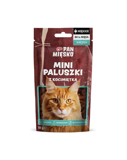 PAN MIĘSKO Mini bețișoare de rață cu iarba-mâței gustări pentru pisici 50 g