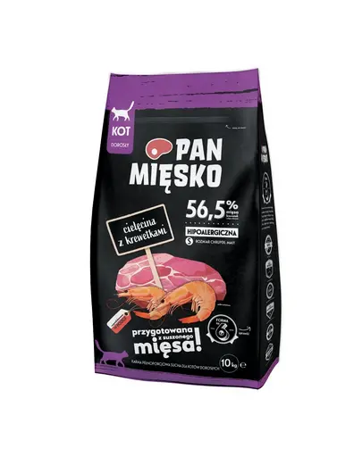 PAN MIĘSKO Sac hrana pisici, cu vitel si creveti S 2x10 kg