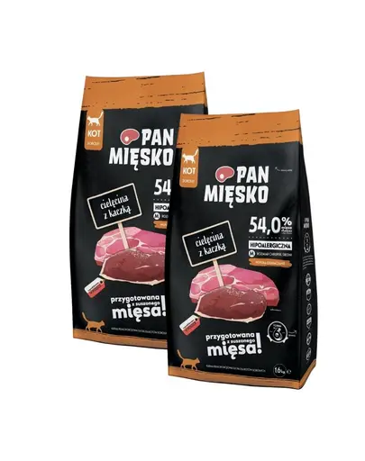 PAN MIĘSKO Vițel cu rață hrană uscată pentru pisici M 2x1,6 kg
