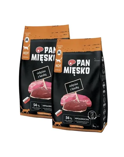 PAN MIĘSKO Vițel cu rață hrană uscată pentru pisici M 2x5 kg
