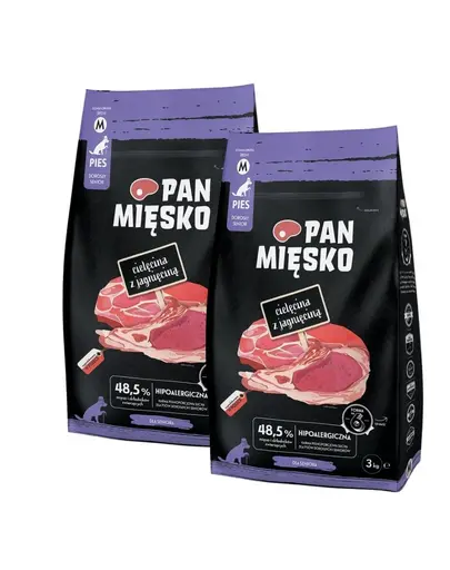 PAN MIĘSKO Vitel si miel hrana pentru seniori M 2x3 kg