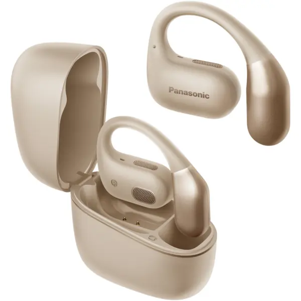 Panasonic Casti alergare True Wireless In-Ear Panasonic RB-F10DE-C, Bluetooth, ENC, Autonomie 25 ore, IPX4, Bej
