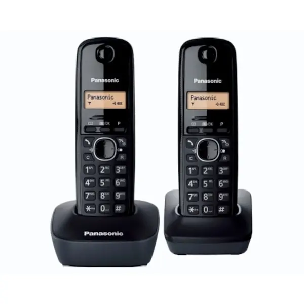 Panasonic Telefon DECT fara fir Panasonic Twin KX-TG1612FXH, 2 receptoare, Caller ID, Negru