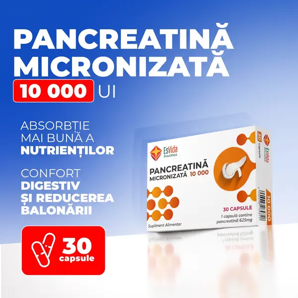 Pancreatină Micronizată, 30 capsule - 10000