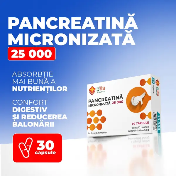 Pancreatină Micronizată, 30 capsule - 25000