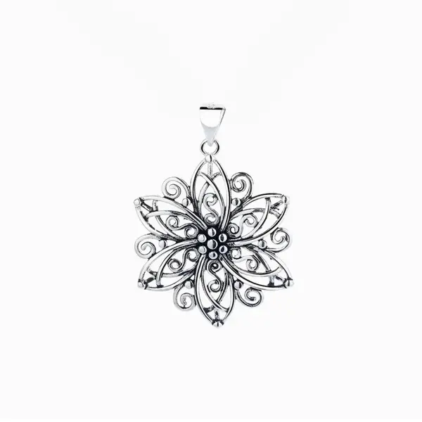 Pandantiv argint 925, JW1595, model floare, placat cu rodiu