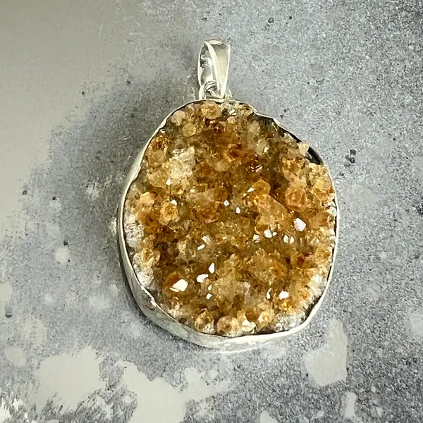 Pandantiv citrinn druzy din argint | Model 2