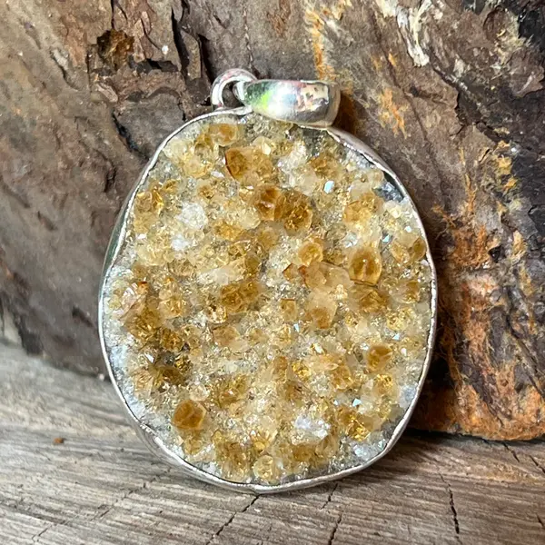 Pandantiv citrinn druzy din argint | Model 2