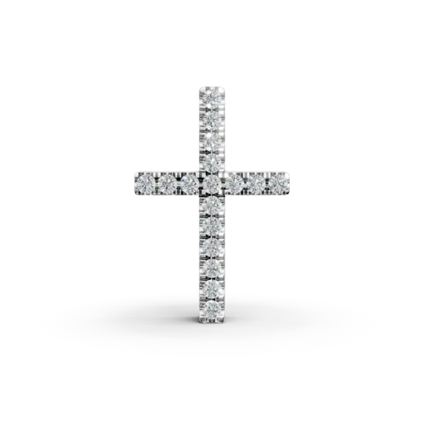 Pandantiv cruce din aur alb cu diamante de 0.06ct