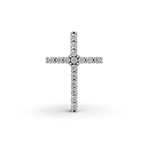 Pandantiv cruce din aur alb cu diamante de 0.1ct