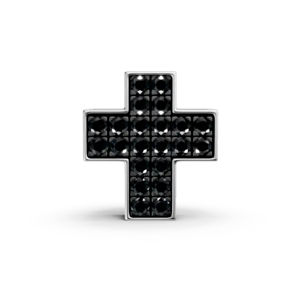 Pandantiv cruce din aur alb cu diamante negre de 0.21ct