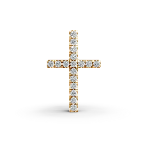 Pandantiv cruce din aur galben cu diamante de 0.08ct