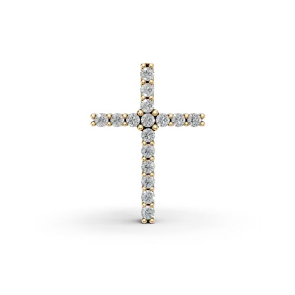 Pandantiv cruce din aur galben cu diamante de 0.1ct