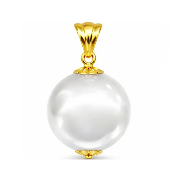 Pandantiv cu Perla Edison Alba Rara 12,5 - 13 mm E i Aur Galben 14K (aur 585) KASKADDA